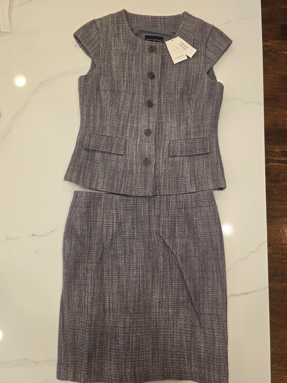 Banana Republic Lavender-Gray Tweed Two-Piece Skirt Set